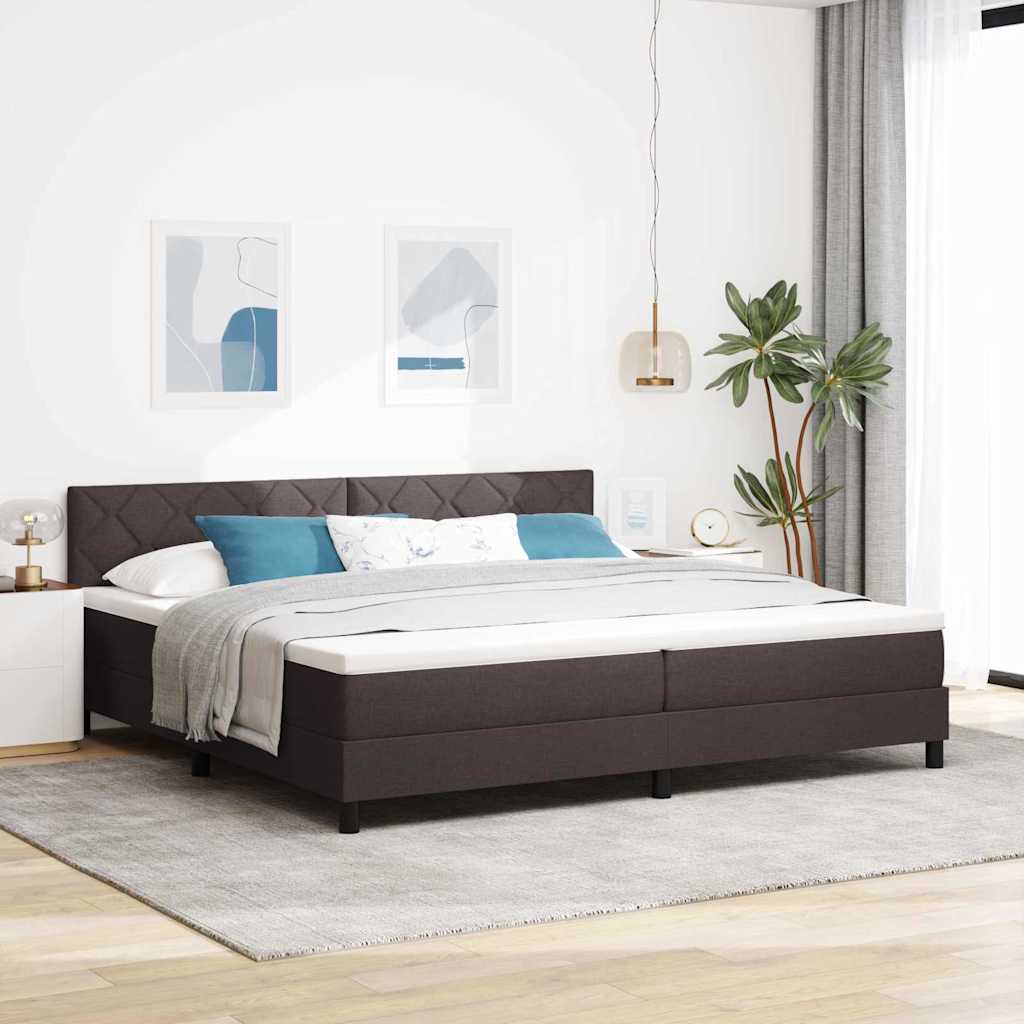 vidaXL Κρεβάτι box spring με στρώμα Σκούρο Καφέ 200 x 200 cm ύφασμα