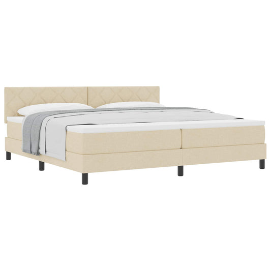vidaXL Κρεβάτι με ελατήρια με κεφαλάρι Κρεμ 200 x 200 cm ύφασμα