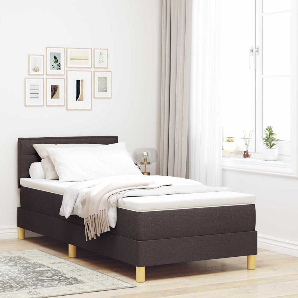 vidaXL Κρεβάτι box spring με στρώμα Σκούρο Καφέ 80 x 200 cm ύφασμα