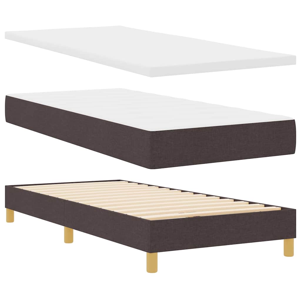 vidaXL Κρεβάτι box spring με στρώμα Σκούρο Καφέ 80 x 200 cm ύφασμα