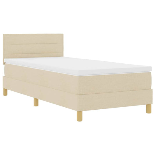 vidaXL Κρεβάτι box spring με στρώμα με στρώμα Κρεμ 80 x 200 cm ύφασμα
