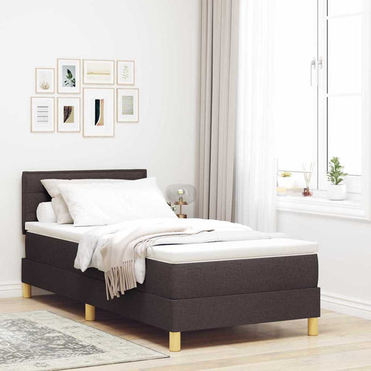 vidaXL Κρεβάτι box spring με στρώμα με στρώμα Σκούρο καφέ Σκούρο καφέ