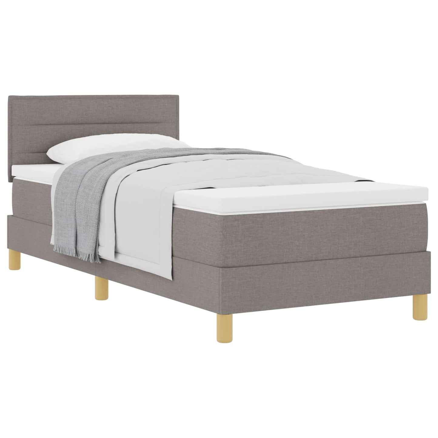 vidaXL Κρεβάτι με ελατήρια με μαξιλάρι Taupe 90 x 190 cm ύφασμα
