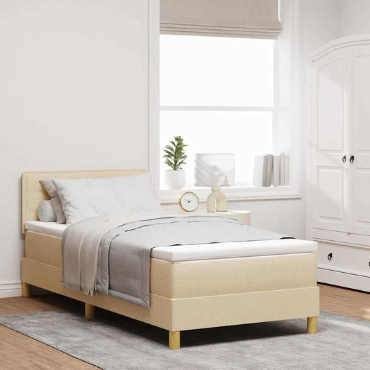 vidaXL Κρεβάτι με ελατήρια με μαξιλάρι Κρεμ 90 x 190 cm ύφασμα