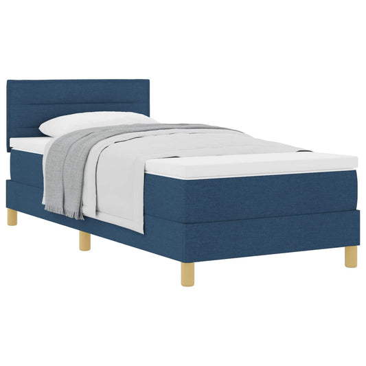 vidaXL Κρεβάτι με ελατήρια με μαξιλάρι Μπλε 90 x 190 cm ύφασμα