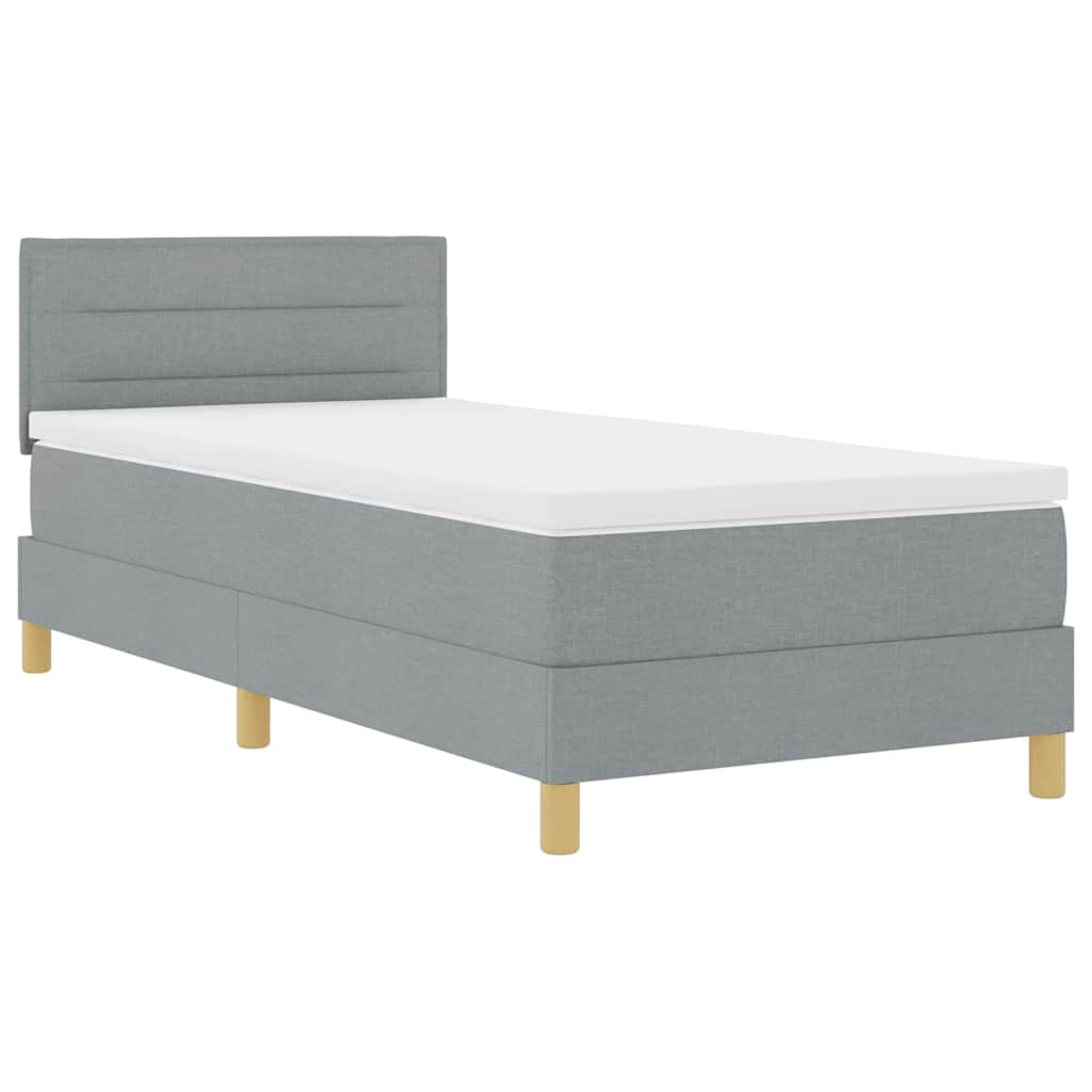 vidaXL Κρεβάτι box spring με στρώμα Ανοιχτό γκρι 100 x 200 cm ύφασμα