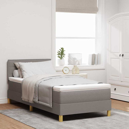vidaXL Κρεβάτι box spring με στρώμα Taupe 100 x 200 cm ύφασμα