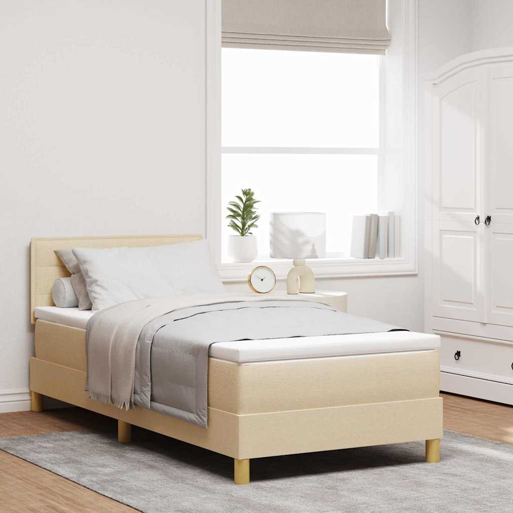 vidaXL Κρεβάτι με ελατήρια με μαξιλάρι Κρεμ 100 x 200 cm ύφασμα