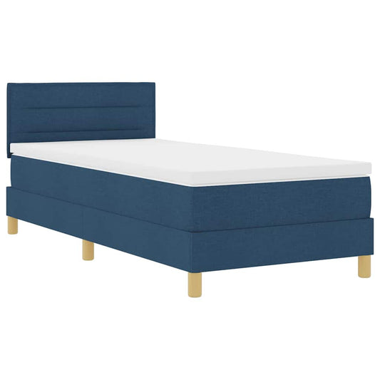 vidaXL Κρεβάτι box spring με στρώμα με στρώμα Μπλε 100 x 200 cm ύφασμα