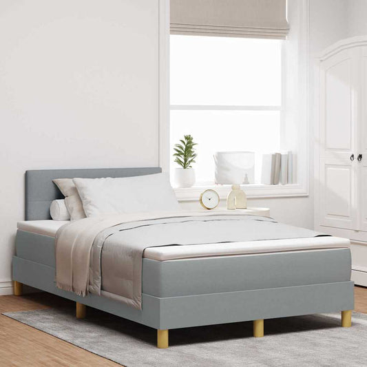 vidaXL Κρεβάτι box spring με στρώμα Ανοιχτό γκρι 120 x 190 cm ύφασμα