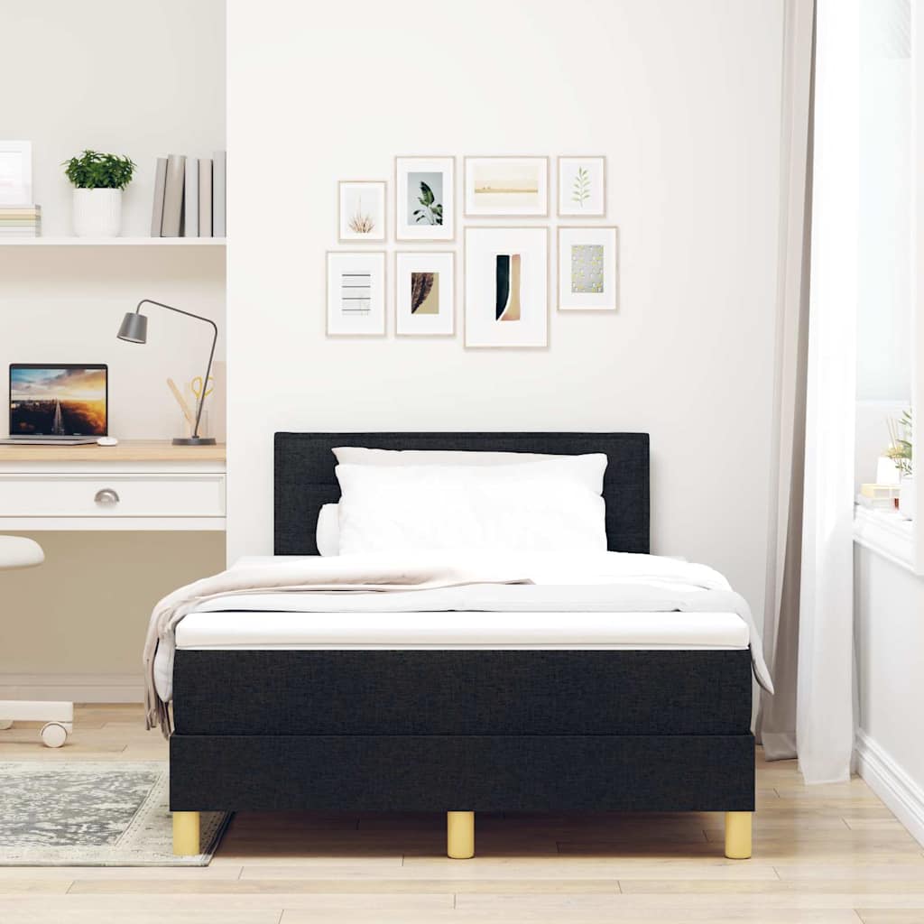 vidaXL Κρεβάτι box spring με στρώμα Μαύρο 120 x 190 cm ύφασμα