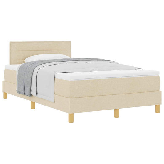 vidaXL Κρεβάτι με ελατήρια με μαξιλάρι Κρεμ 120 x 190 cm ύφασμα