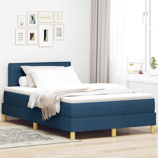 vidaXL Κρεβάτι box spring με στρώμα με στρώμα Μπλε 120 x 190 cm ύφασμα