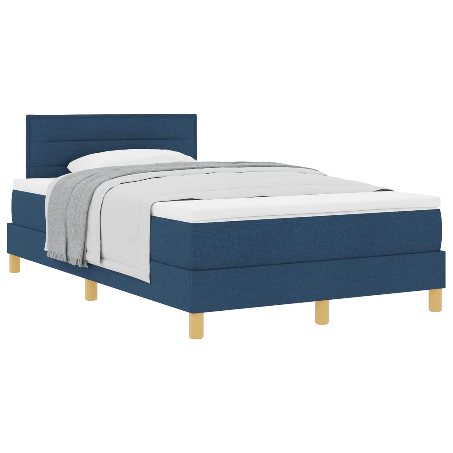 vidaXL Κρεβάτι με ελατήρια με μαξιλάρι Μπλε 120 x 200 cm ύφασμα