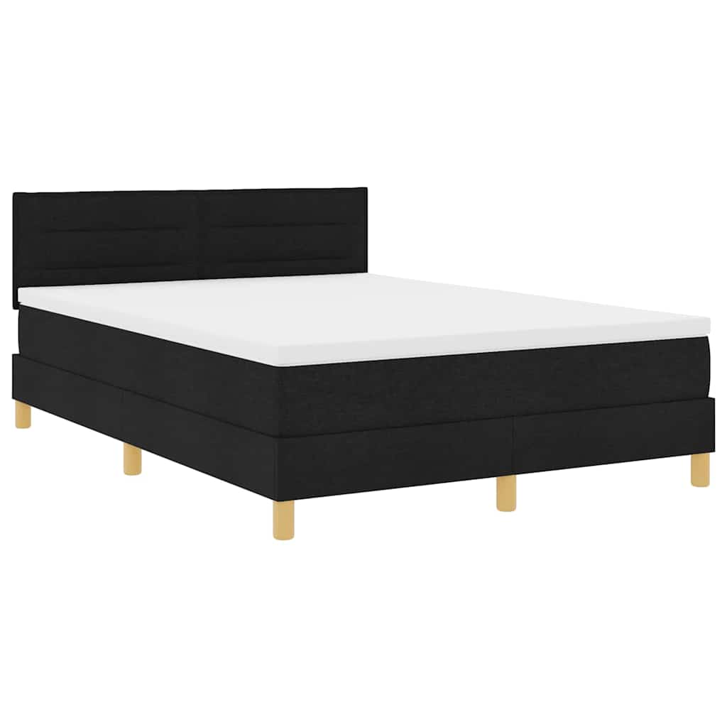 vidaXL Κρεβάτι με ελατήρια με μαξιλάρι Μαύρο 140 x 190 cm ύφασμα
