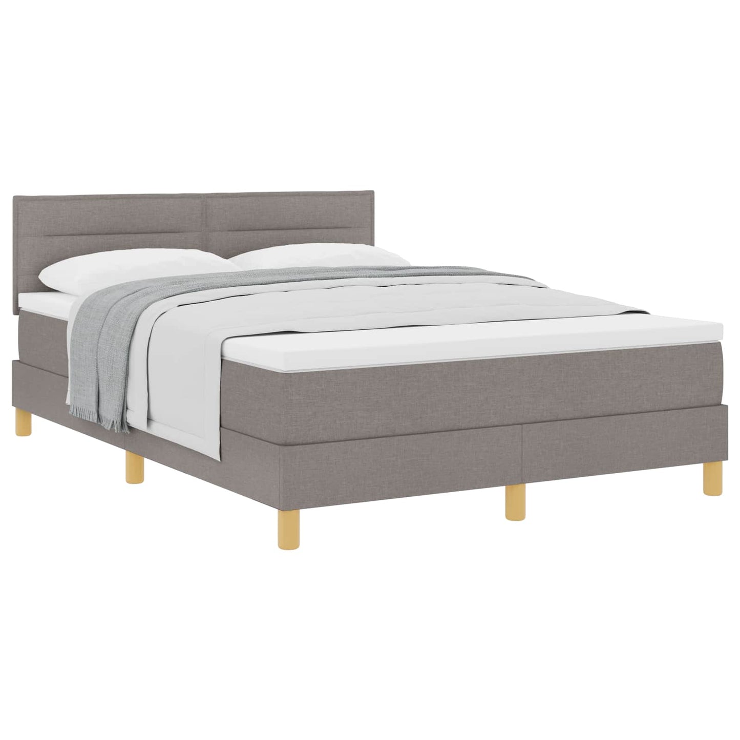 vidaXL Κρεβάτι με ελατήρια με μαξιλάρι Taupe 140 x 190 cm ύφασμα