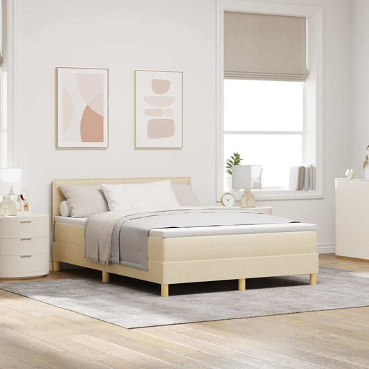 vidaXL Κρεβάτι με ελατήρια με μαξιλάρι Κρεμ 140 x 190 cm ύφασμα
