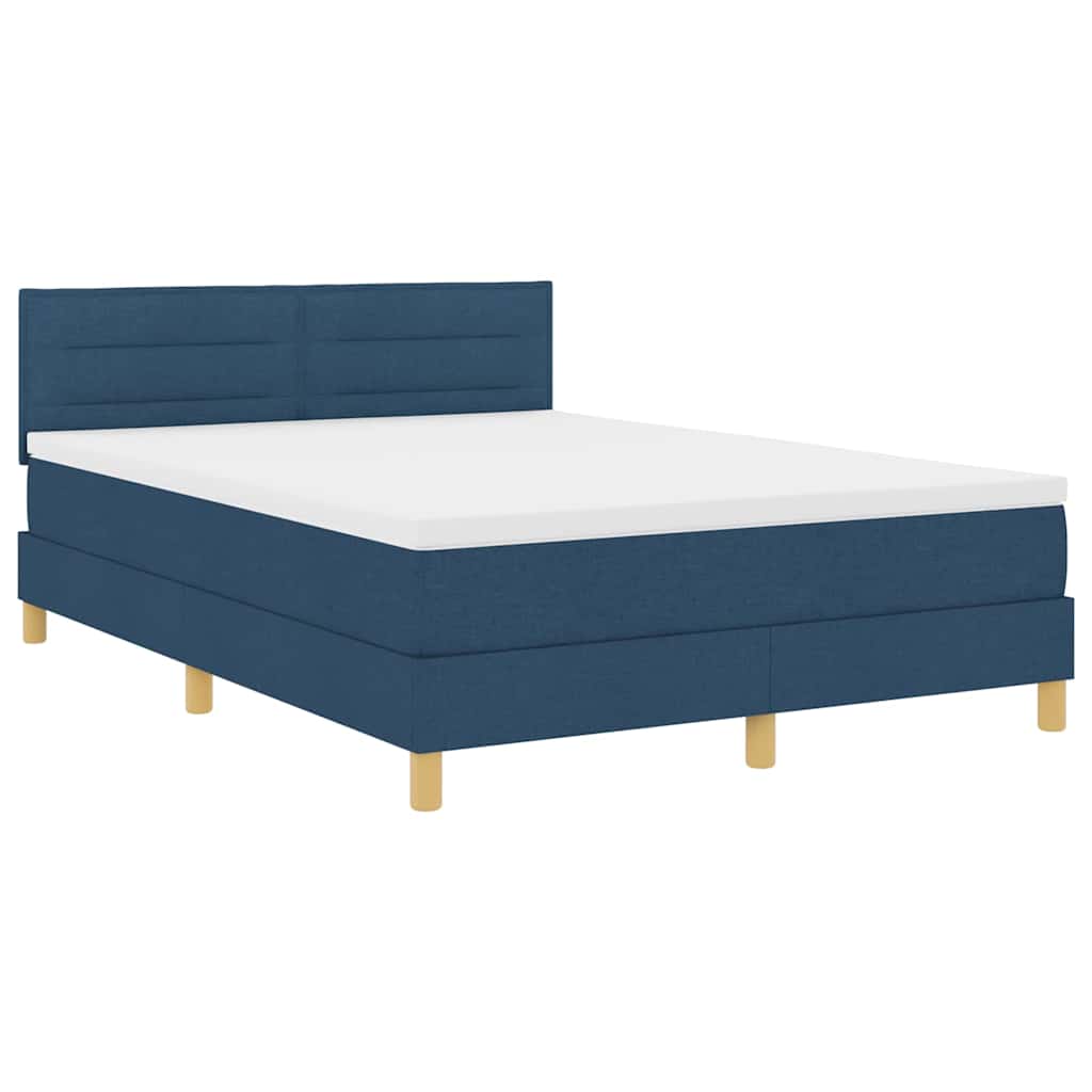 vidaXL Κρεβάτι με ελατήρια με στρώμα Μπλε 140 x 190 cm ύφασμα