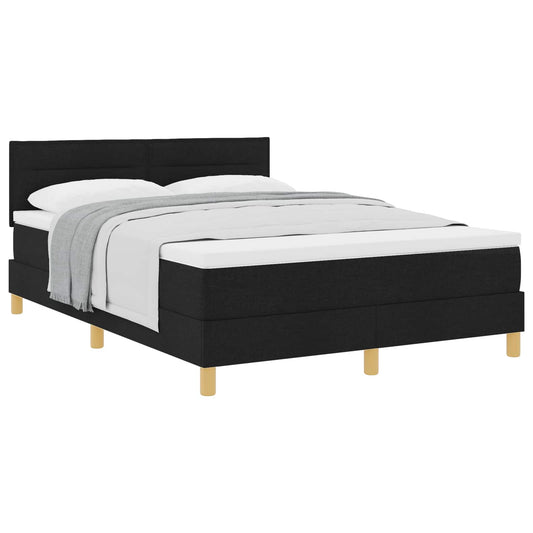 vidaXL Κρεβάτι με ελατήρια με μαξιλάρι Μαύρο 140 x 200 cm ύφασμα