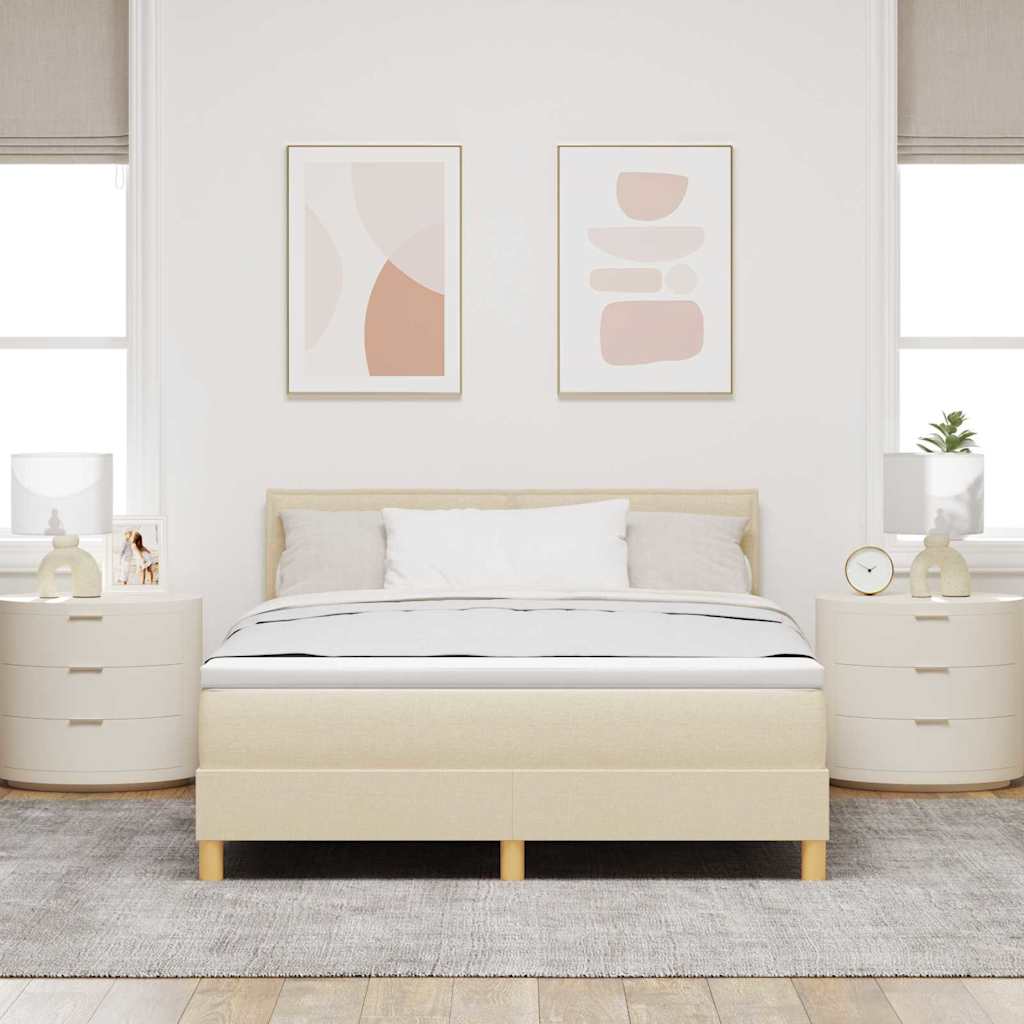 vidaXL Κρεβάτι με ελατήρια με μαξιλάρι Κρεμ 140 x 200 cm ύφασμα