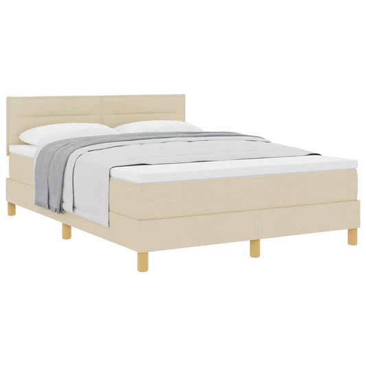 vidaXL Κρεβάτι με ελατήρια με μαξιλάρι Κρεμ 140 x 200 cm ύφασμα
