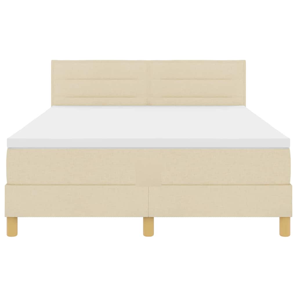 vidaXL Κρεβάτι με ελατήρια με μαξιλάρι Κρεμ 140 x 200 cm ύφασμα