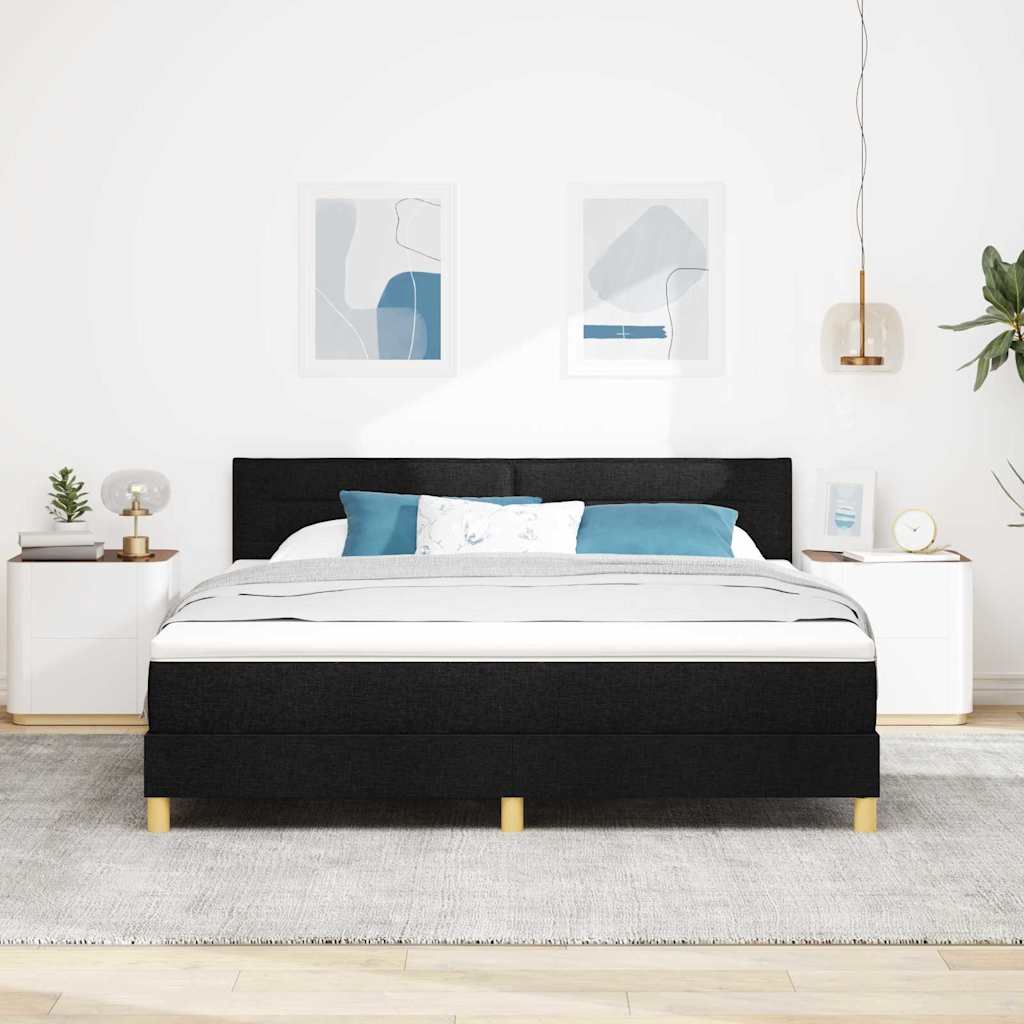 vidaXL Κρεβάτι με ελατήρια με μαξιλάρι Μαύρο 180 x 200 cm ύφασμα