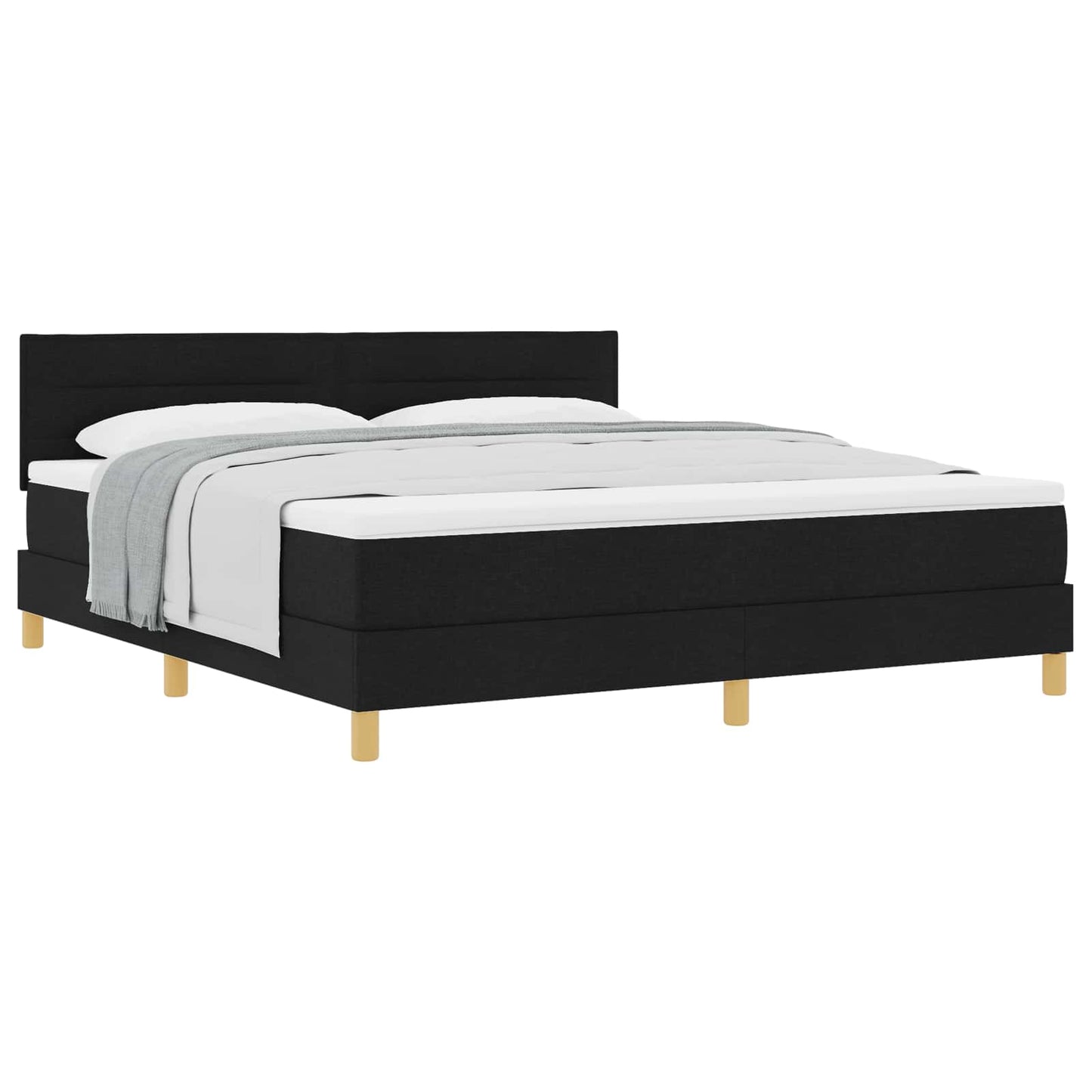 vidaXL Κρεβάτι με ελατήρια με μαξιλάρι Μαύρο 180 x 200 cm ύφασμα