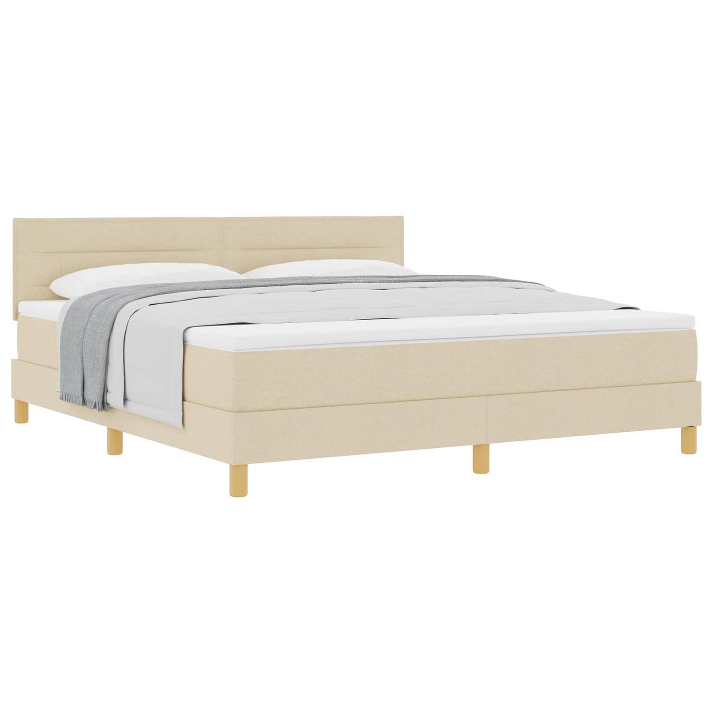 vidaXL Κρεβάτι με ελατήρια με μαξιλάρι Κρεμ 180 x 200 cm ύφασμα
