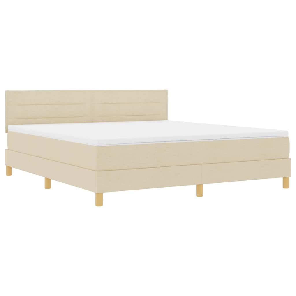 vidaXL Κρεβάτι με ελατήρια με μαξιλάρι Κρεμ 180 x 200 cm ύφασμα