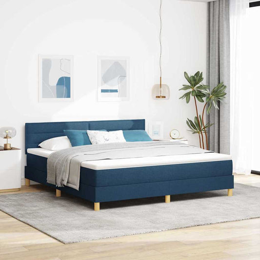 vidaXL Κρεβάτι με ελατήρια με μαξιλάρι Μπλε 180 x 200 cm ύφασμα
