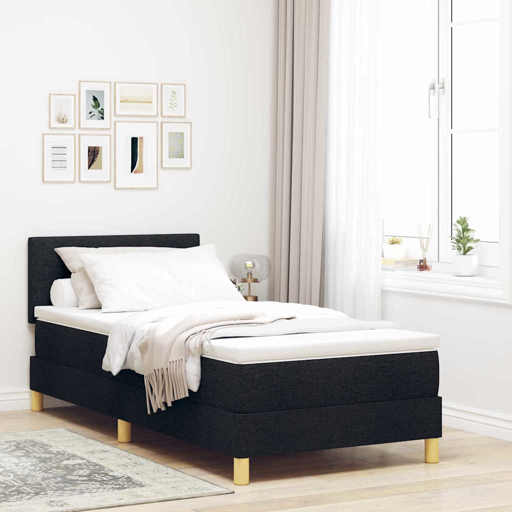 vidaXL Κρεβάτι box spring με στρώμα με στρώμα Μαύρο 80 x 200 cm ύφασμα
