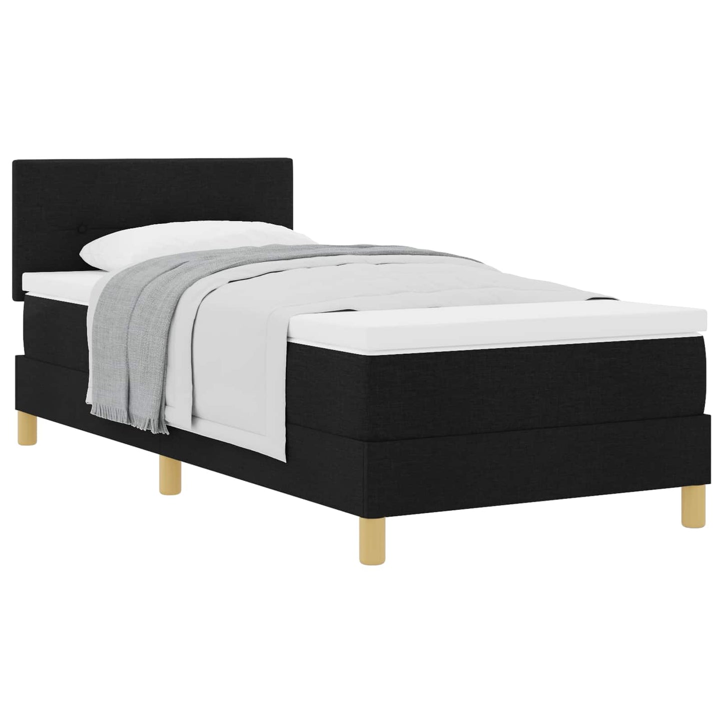 vidaXL Κρεβάτι με ελατήρια με μαξιλάρι Μαύρο 80 x 200 cm ύφασμα