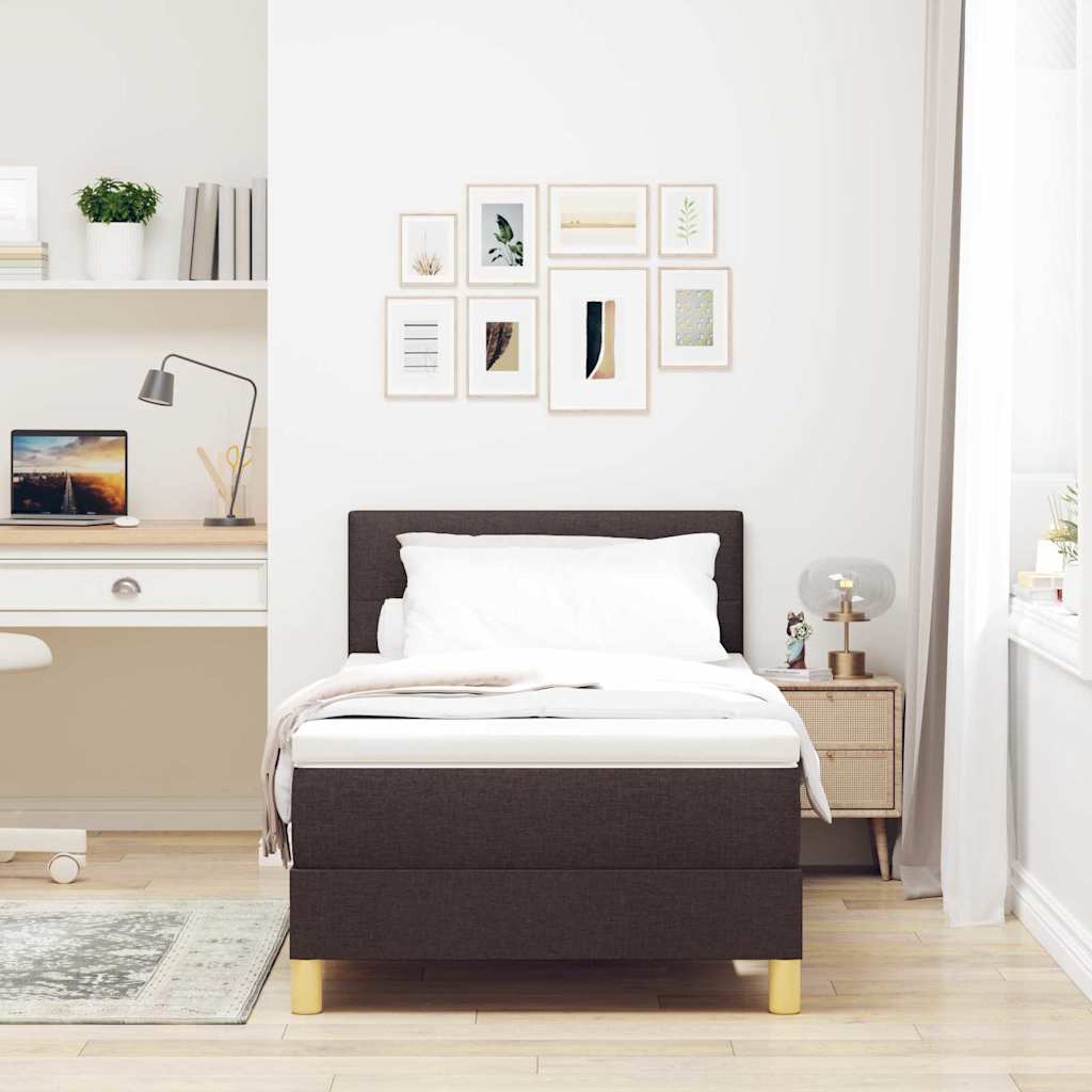 vidaXL Κρεβάτι box spring με στρώμα με στρώμα Σκούρο καφέ Σκούρο καφέ