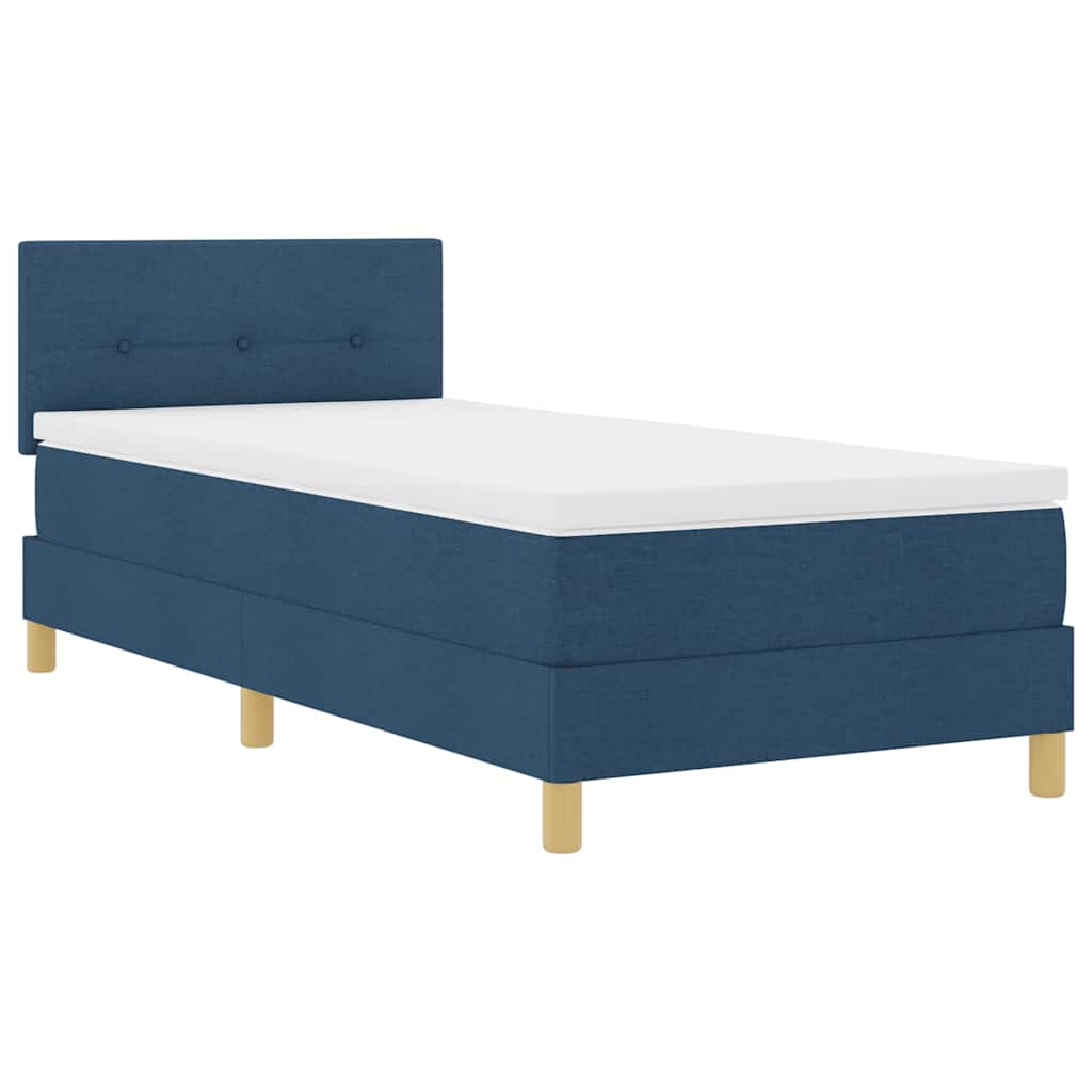 vidaXL Κρεβάτι με ελατήρια με μαξιλάρι Μπλε 90 x 190 cm ύφασμα