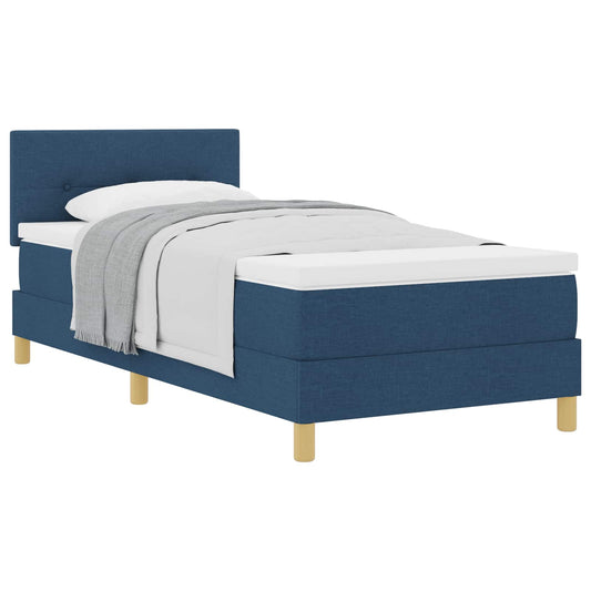 vidaXL Κρεβάτι με ελατήρια με μαξιλάρι Μπλε 90 x 200 cm ύφασμα