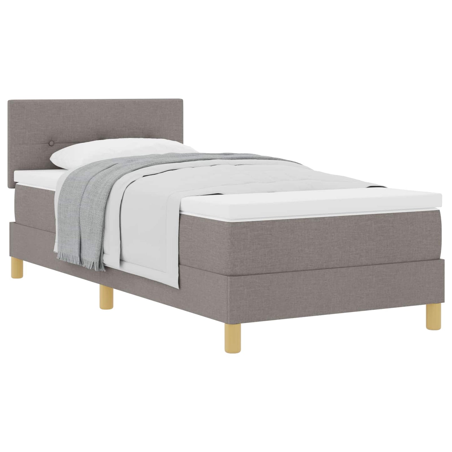 vidaXL Κρεβάτι με ελατήρια με μαξιλάρι Taupe 100 x 200 cm ύφασμα
