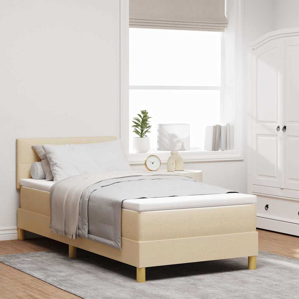 vidaXL Κρεβάτι με ελατήρια με μαξιλάρι Κρεμ 100 x 200 cm ύφασμα