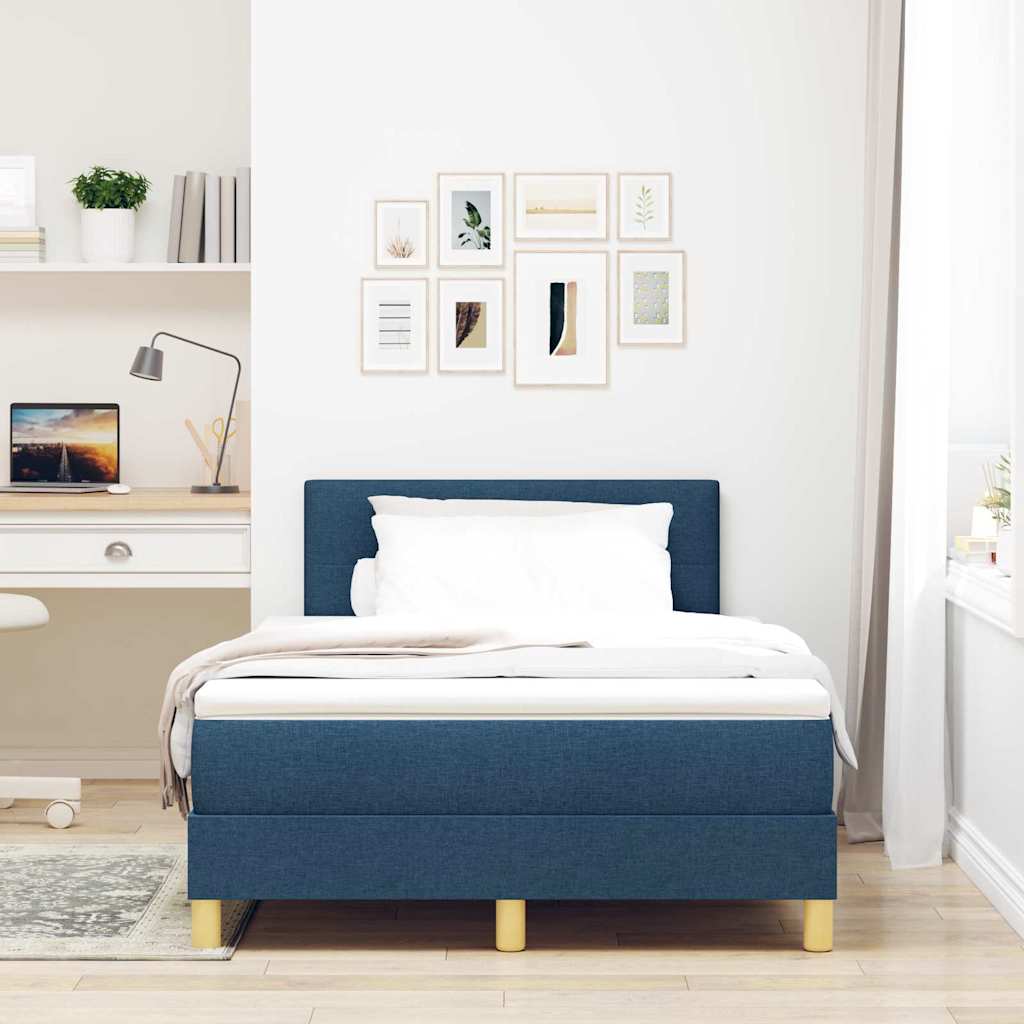 vidaXL Κρεβάτι box spring με στρώμα με στρώμα Μπλε 120 x 190 cm ύφασμα