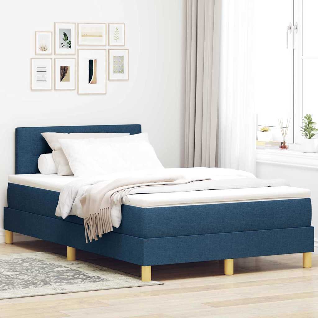 vidaXL Κρεβάτι box spring με στρώμα με στρώμα Μπλε 120 x 200 cm ύφασμα