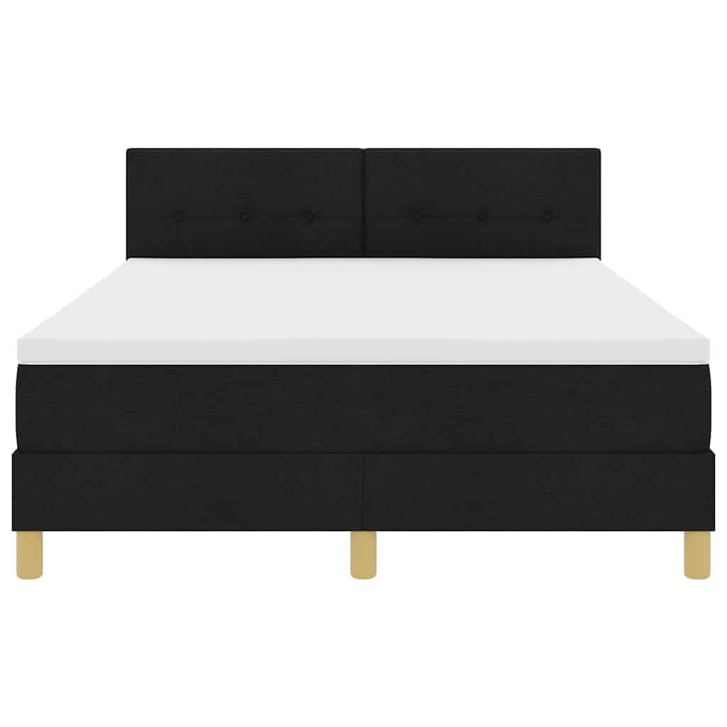 vidaXL Κρεβάτι με ελατήρια με μαξιλάρι Μαύρο 140 x 190 cm ύφασμα