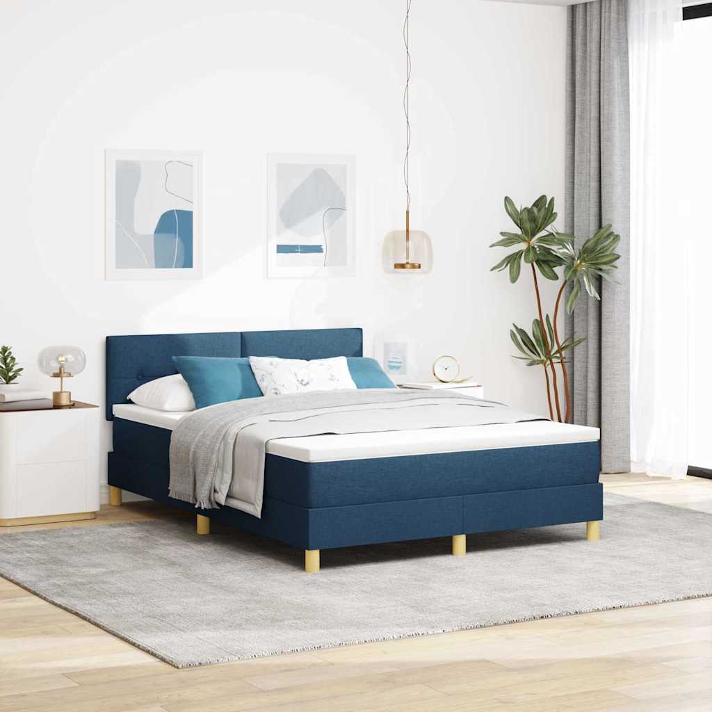 vidaXL Κρεβάτι με ελατήρια με στρώμα Μπλε 140 x 190 cm ύφασμα