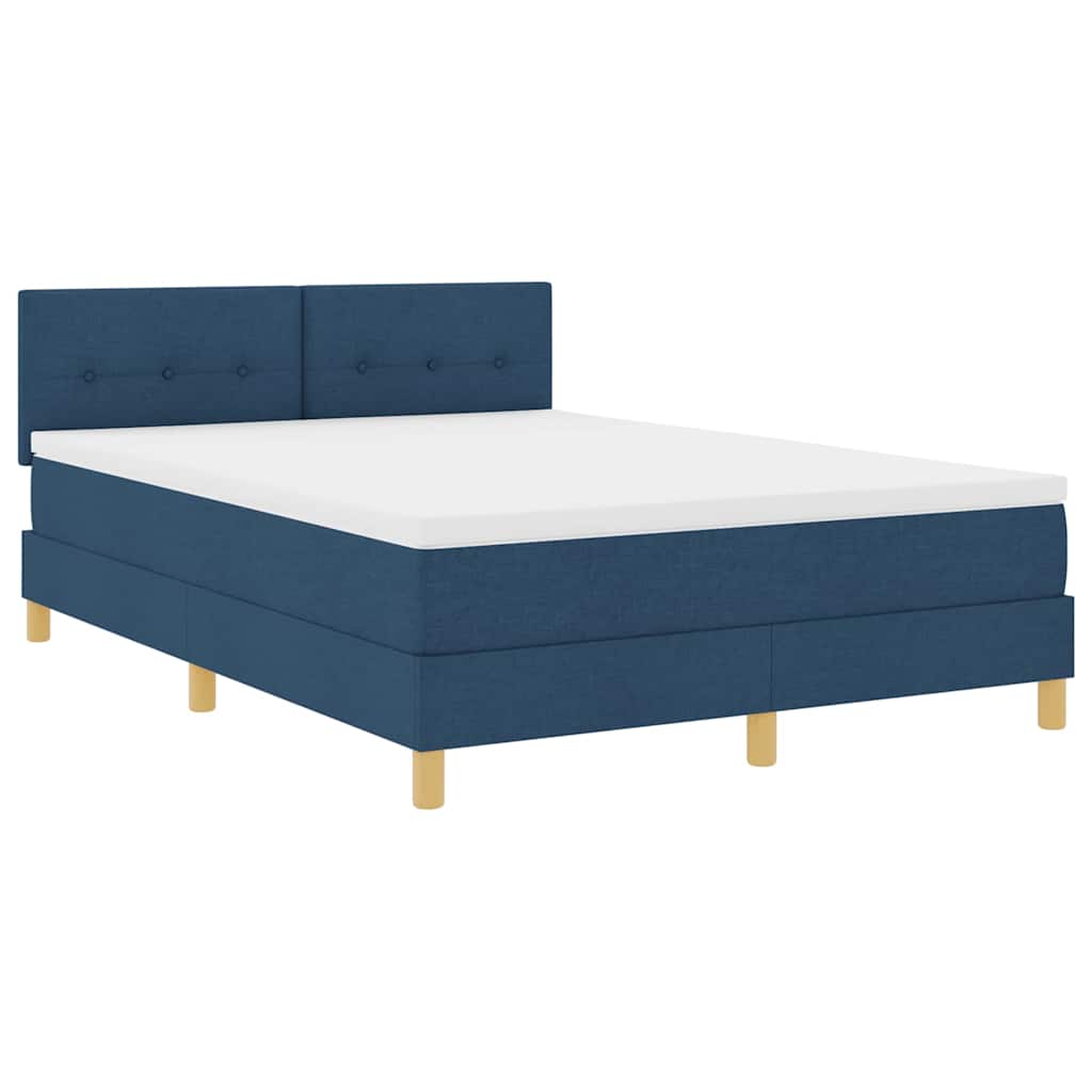 vidaXL Κρεβάτι με ελατήρια με στρώμα Μπλε 140 x 190 cm ύφασμα
