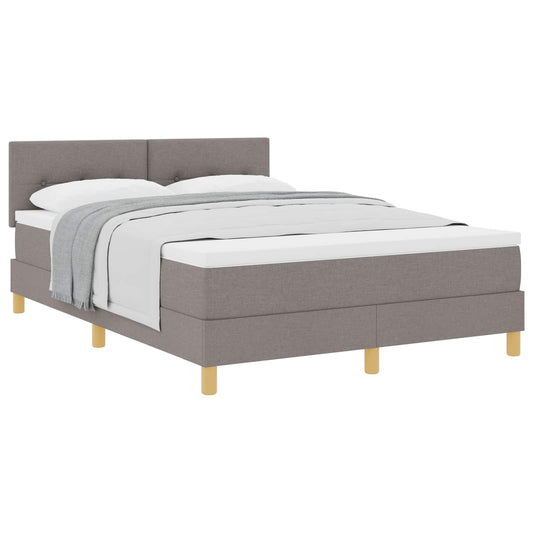 vidaXL Κρεβάτι με ελατήρια με μαξιλάρι Taupe 140 x 200 cm ύφασμα