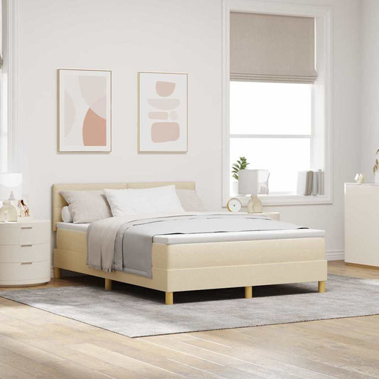 vidaXL Κρεβάτι με ελατήρια με μαξιλάρι Κρεμ 140 x 200 cm ύφασμα