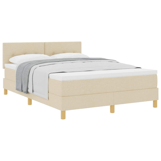 vidaXL Κρεβάτι με ελατήρια με μαξιλάρι Κρεμ 140 x 200 cm ύφασμα