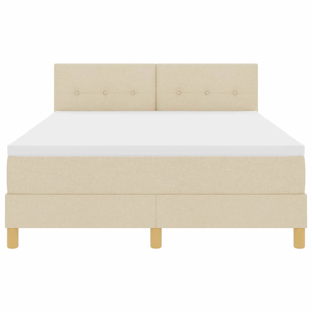 vidaXL Κρεβάτι με ελατήρια με μαξιλάρι Κρεμ 160 x 200 cm ύφασμα
