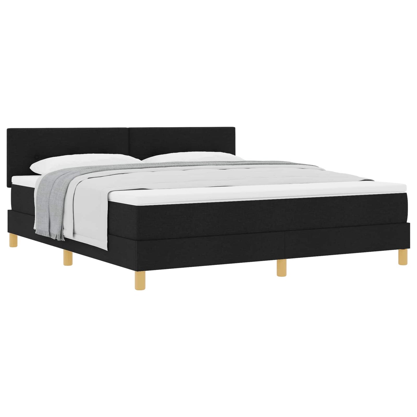 vidaXL Κρεβάτι με ελατήρια με μαξιλάρι Μαύρο 180 x 200 cm ύφασμα