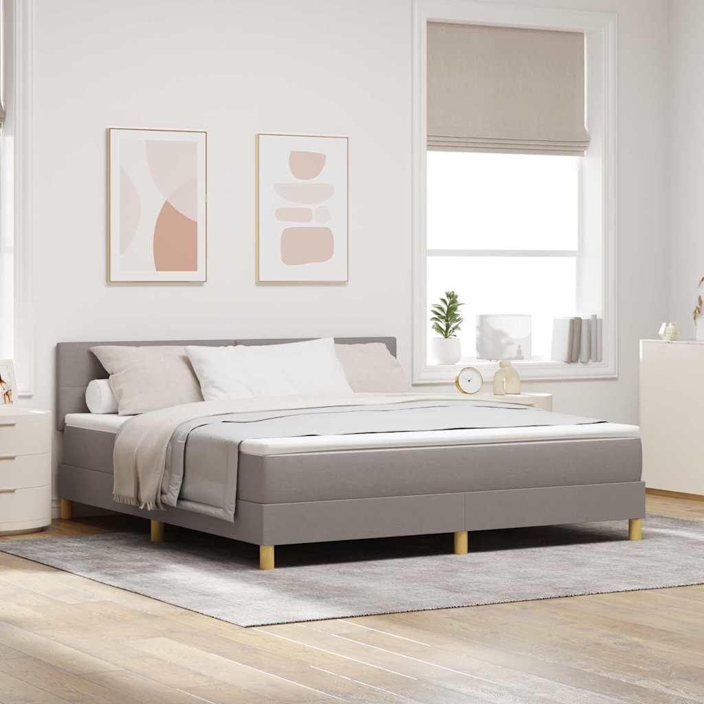 vidaXL Κρεβάτι με ελατήρια με μαξιλάρι Taupe 180 x 200 cm ύφασμα