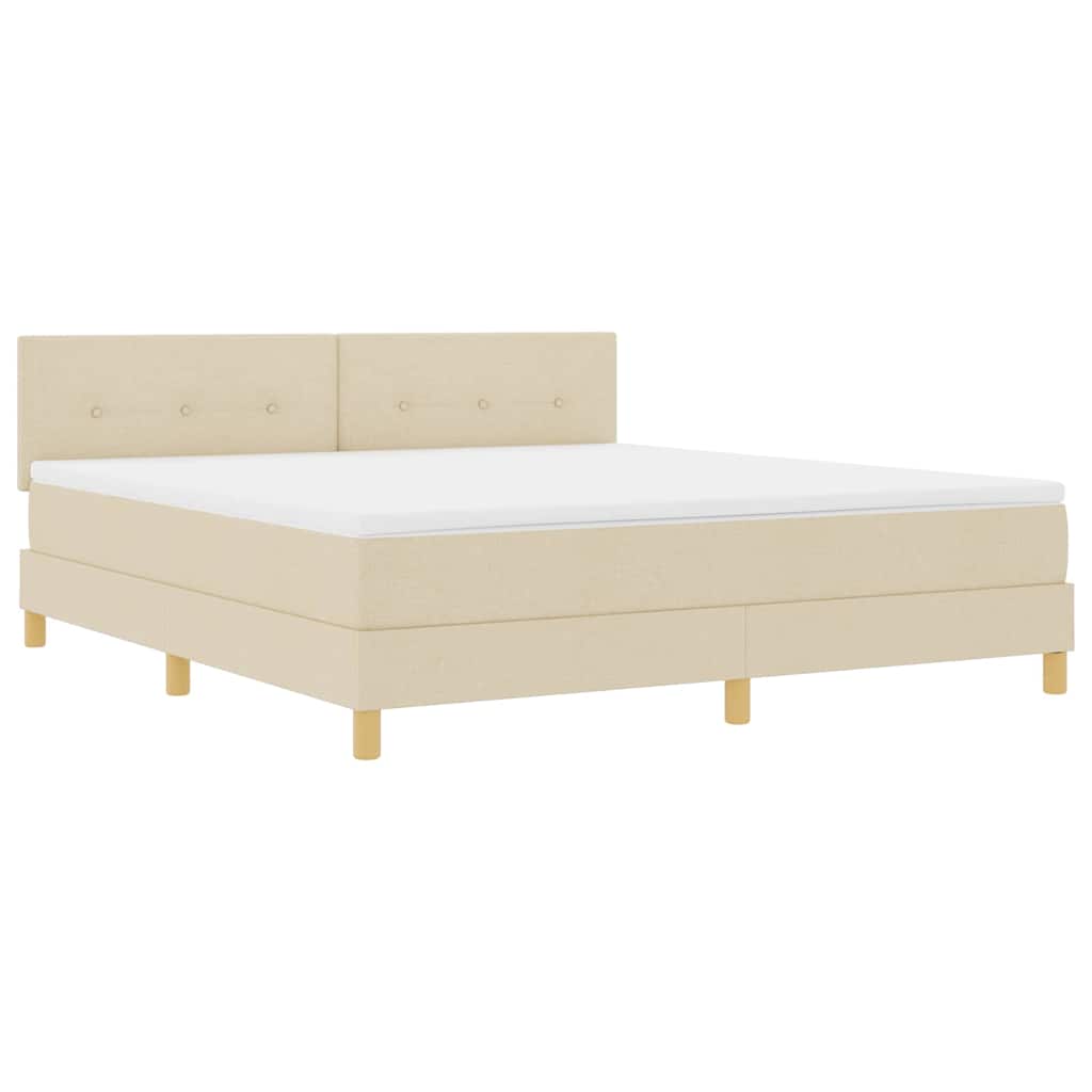 vidaXL Κρεβάτι με ελατήρια με μαξιλάρι Κρεμ 180 x 200 cm ύφασμα